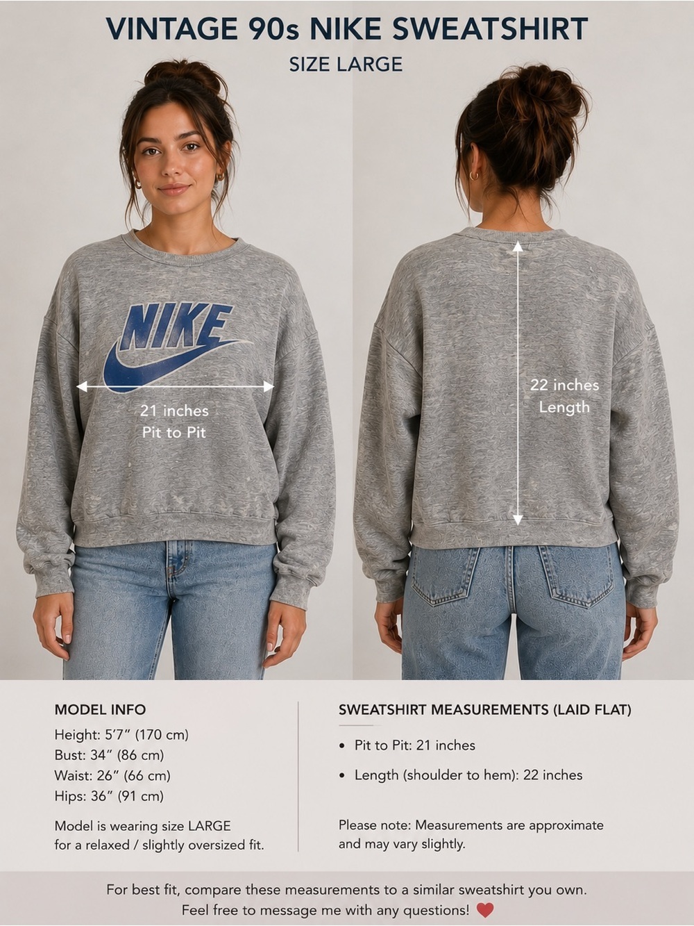Vintage made in Canada 90s Nike Gray Sweatshirt with Blue Logo